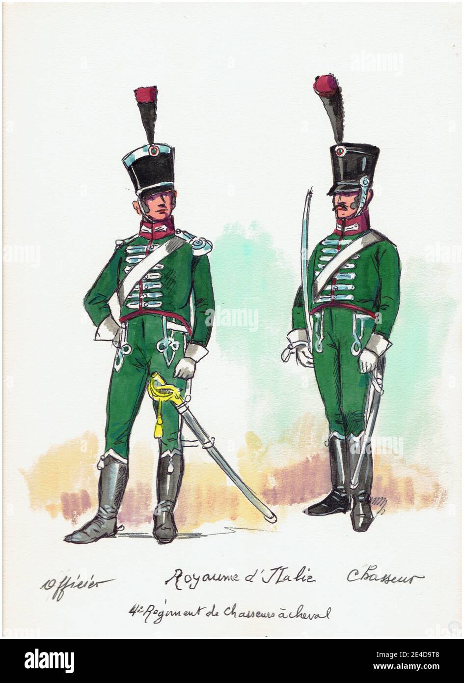 cavaliers du 4e régiment de chasseurs à cheval italien Stock Photo