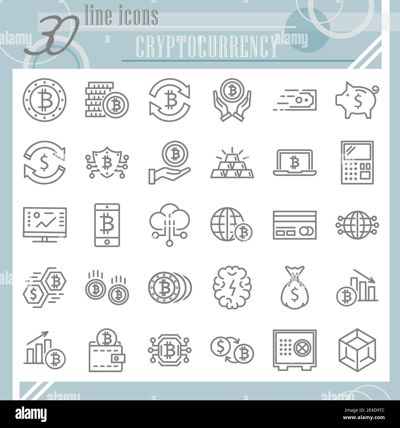 Cryptoccurency line icon set, bitcoin symbols collection, vector ...
