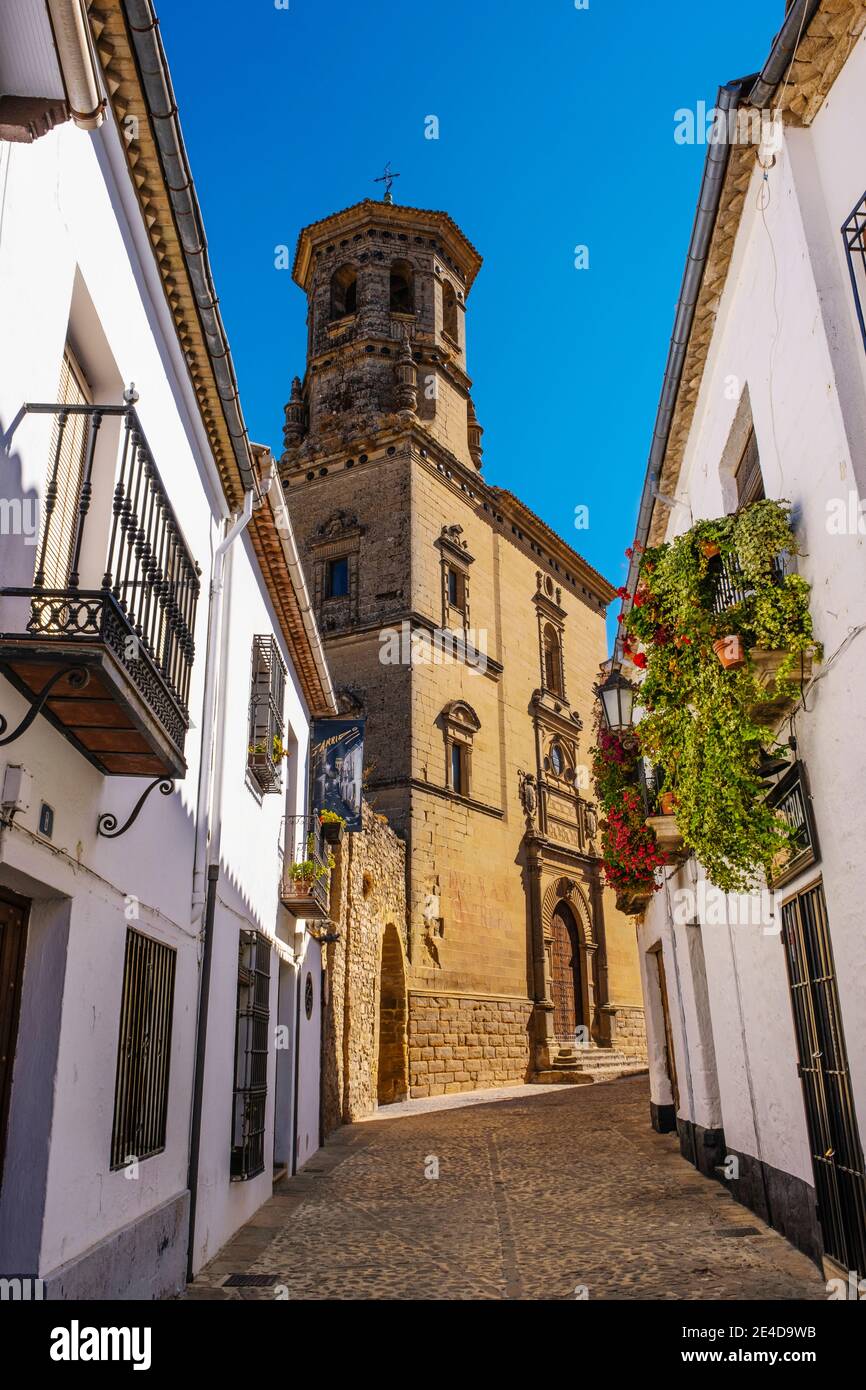 Old University, Chapel of San Juan Evangelista and street of the historic center, Baeza, UNESCO World Heritage Site. Jaen province, Andalusia, Souther Stock Photo