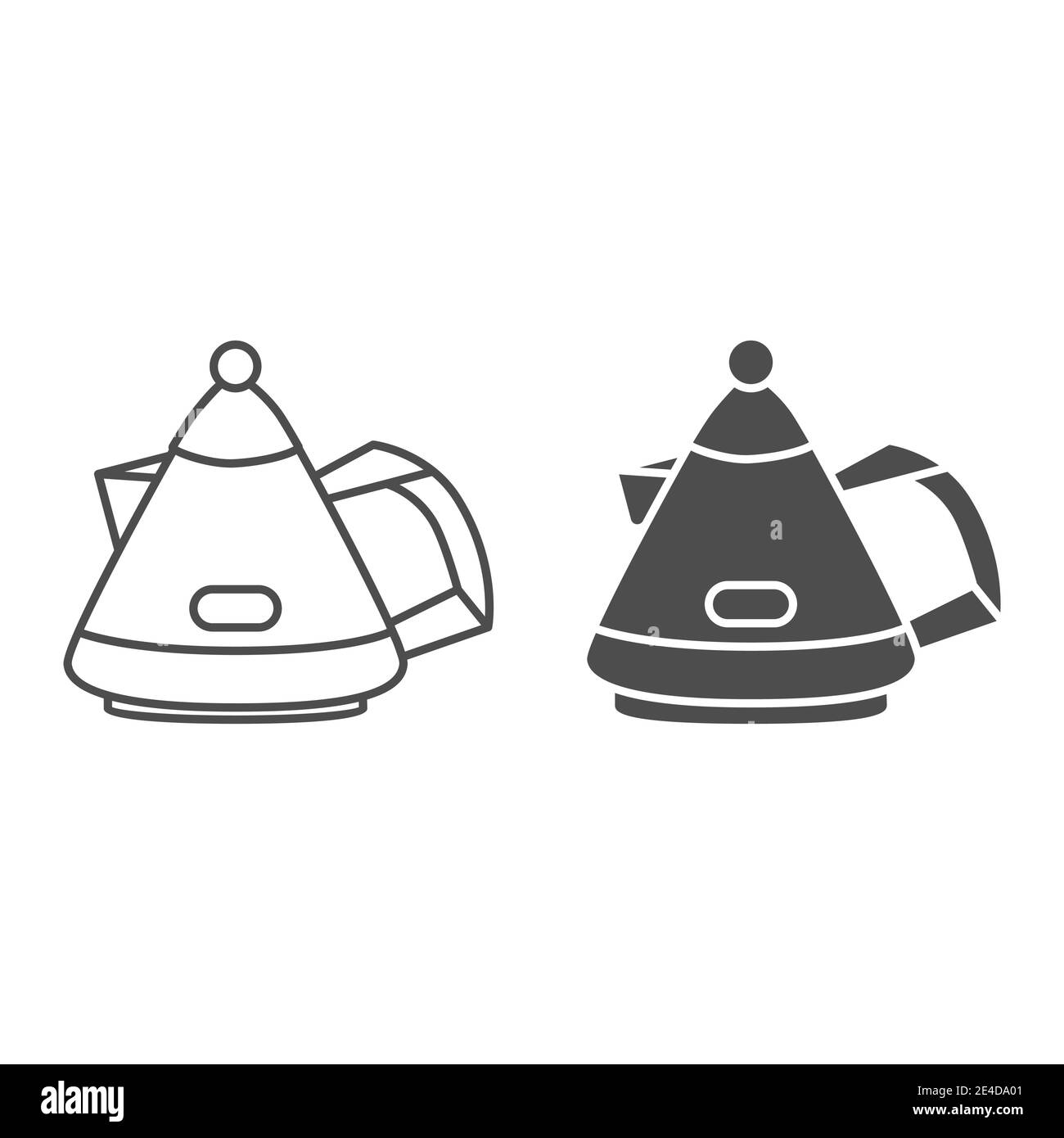 Modern teapot line and solid icon, kitchenware concept, Tea kettle sign on white background, kettle for boiling water and cooking tea icon in outline Stock Vector