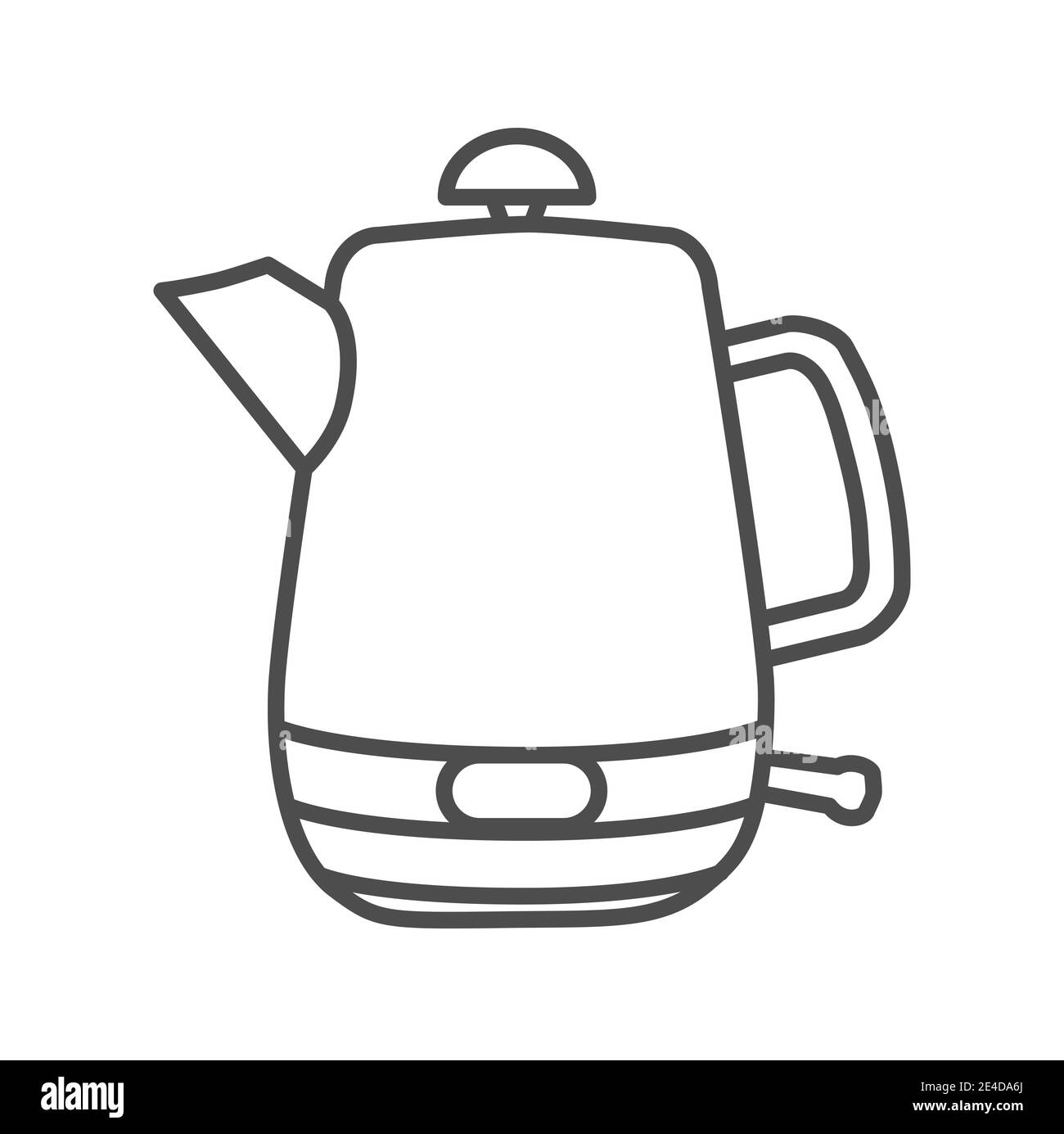 Electric stainless teapot thin line icon, modern kitchen utensils concept, modern water boiler sign on white background, electric kettle icon in Stock Vector