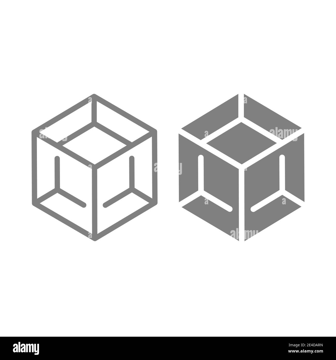 Block line and glyph icon. Cube vector illustration isolated on white