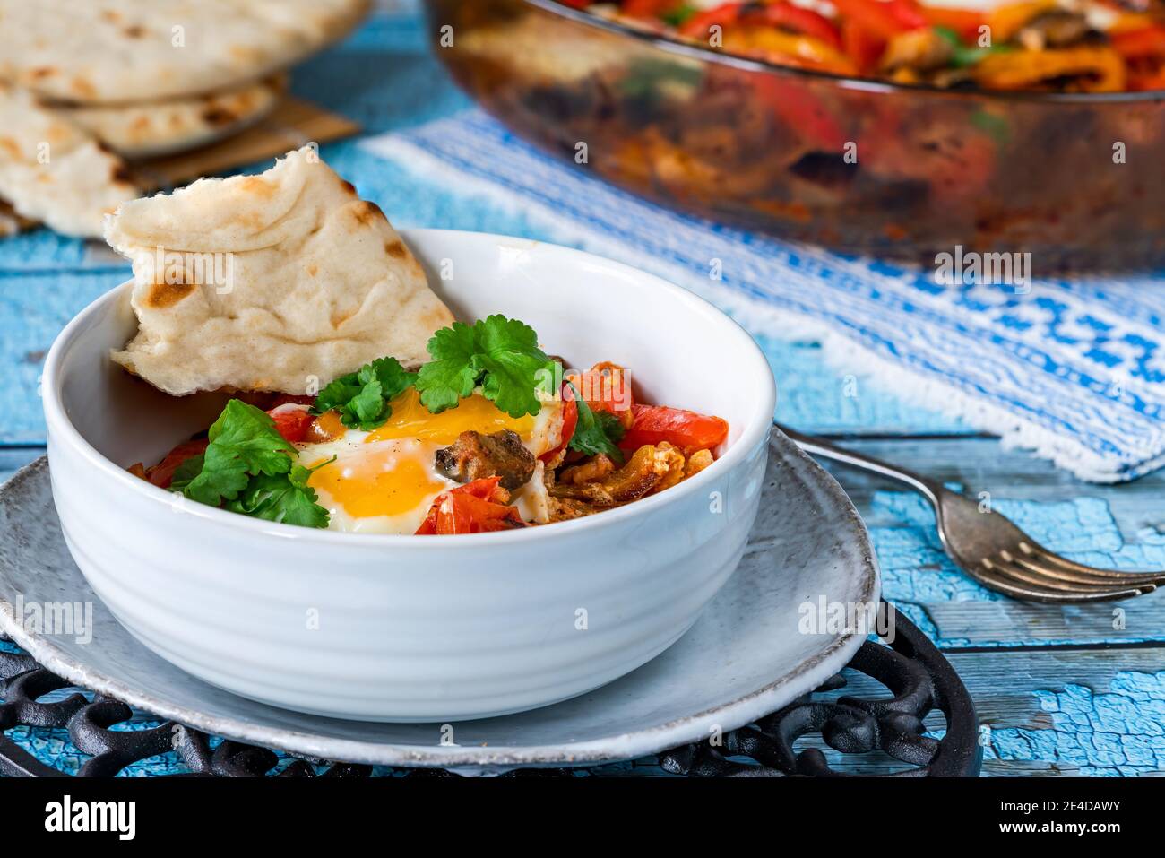 Shakshuka classic North African and Middle Eastern dish of poached