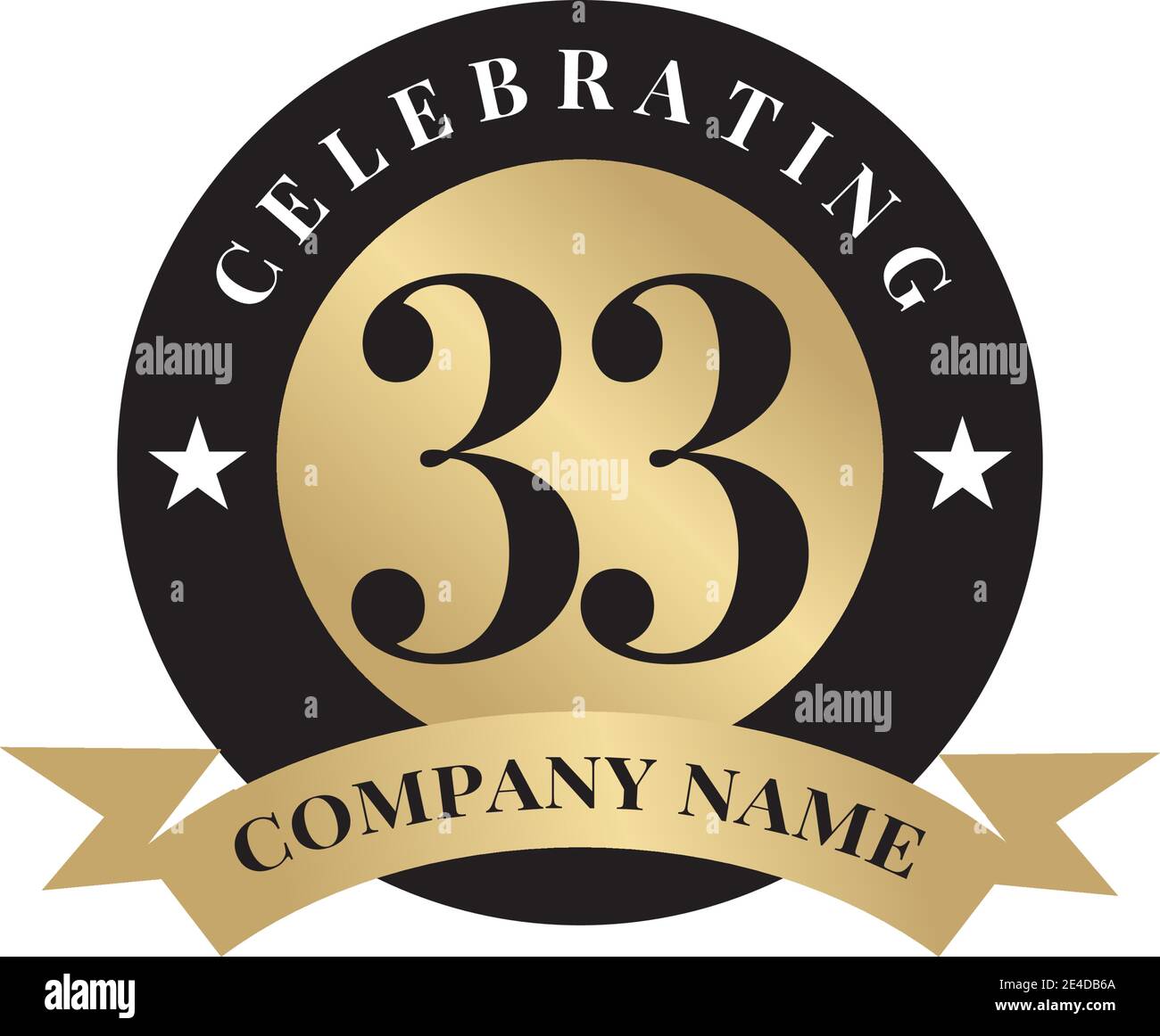 33th year anniversary logo design vector template Stock Vector