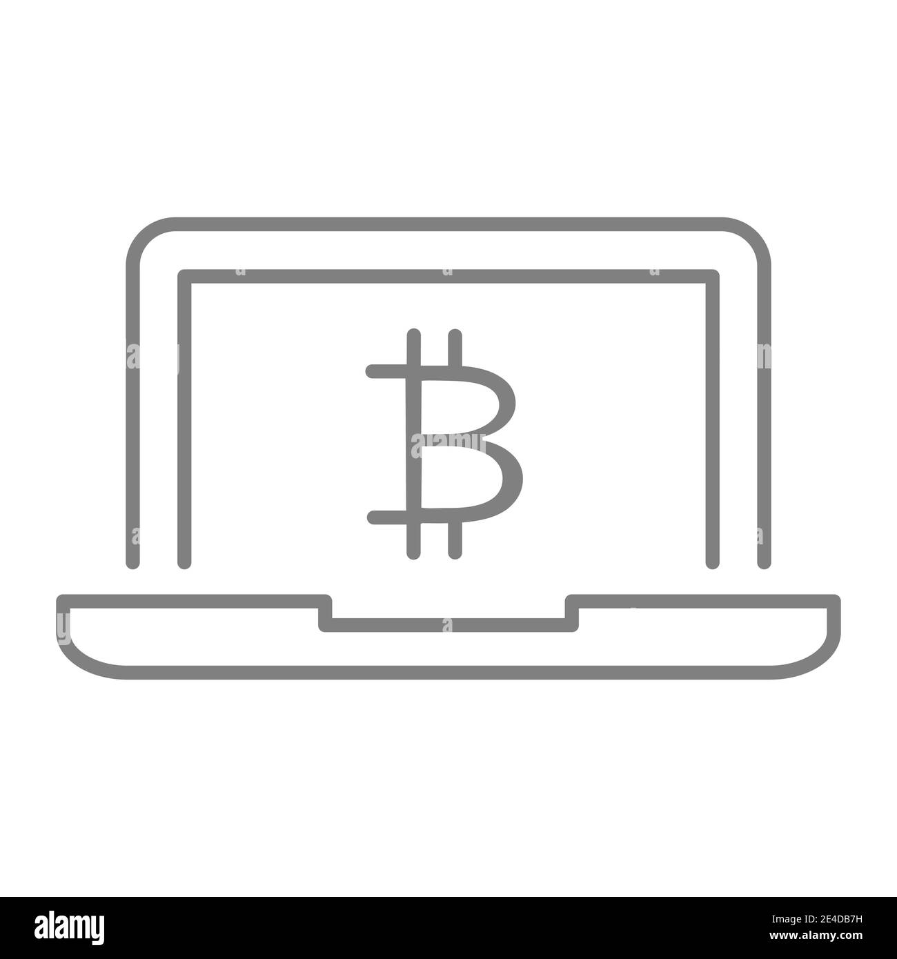 Digital money thin line icon. Laptop and bitcoin vector illustration ...