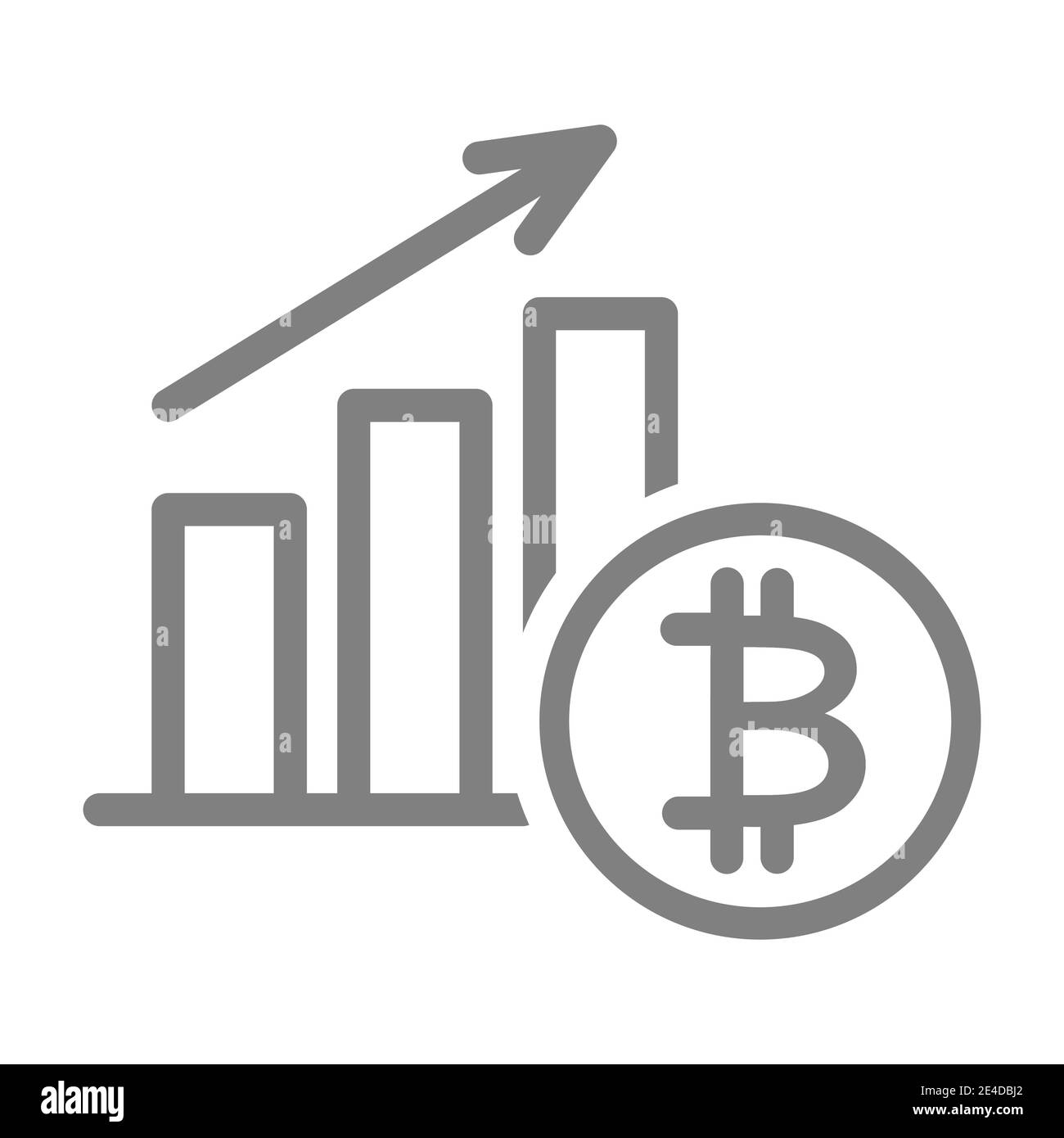 Bitcoin increase line icon. Cryptocurrency growth vector illustration ...
