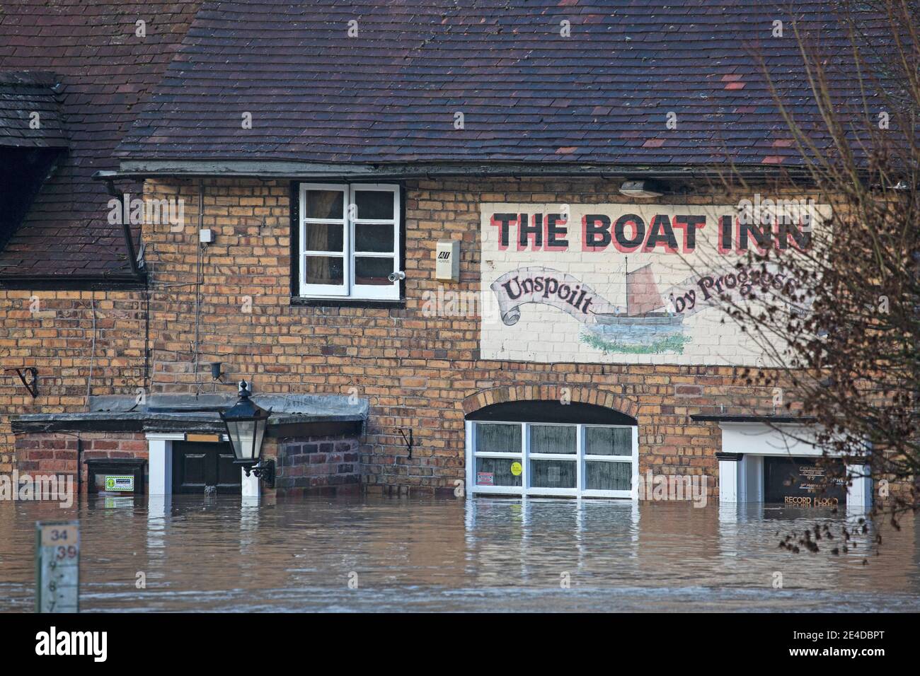 Shropshire, UK. 23rd Jan, 2021.  Levels of the River Severn in Shropshire continued to rise overnight, causing sever floods in certain areas. The village of Jackfield in the Ironbridge Gorge World Heritage Site has been particularly badly hit, with homes and businesses badly flooded. Levels are very close to the records floods of February 2020. Credit: Rob Carter/Alamy Live News Stock Photo