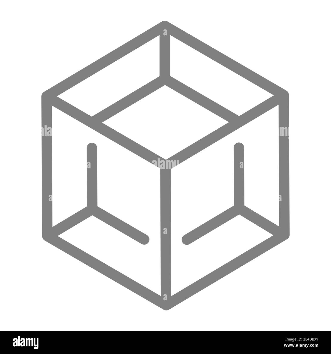Block line icon. Cube vector illustration isolated on white. Box