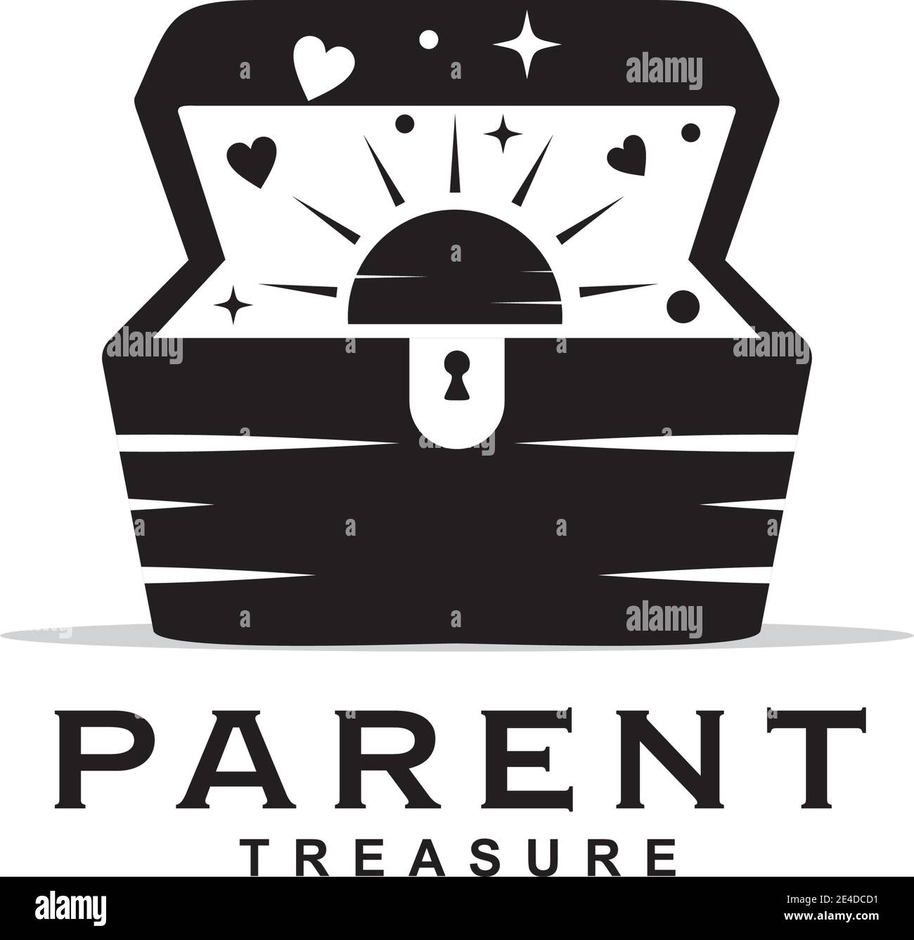 Parenting logo design with treasure chest icon template Stock Vector