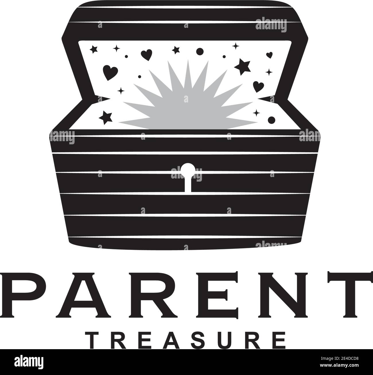 Parenting logo design with treasure chest icon template Stock Vector