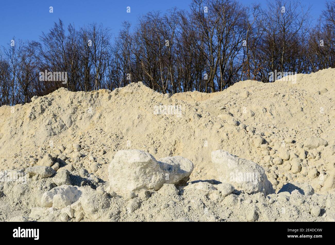 white limestone quarry and blue sky in the natur Stock Photo - Alamy