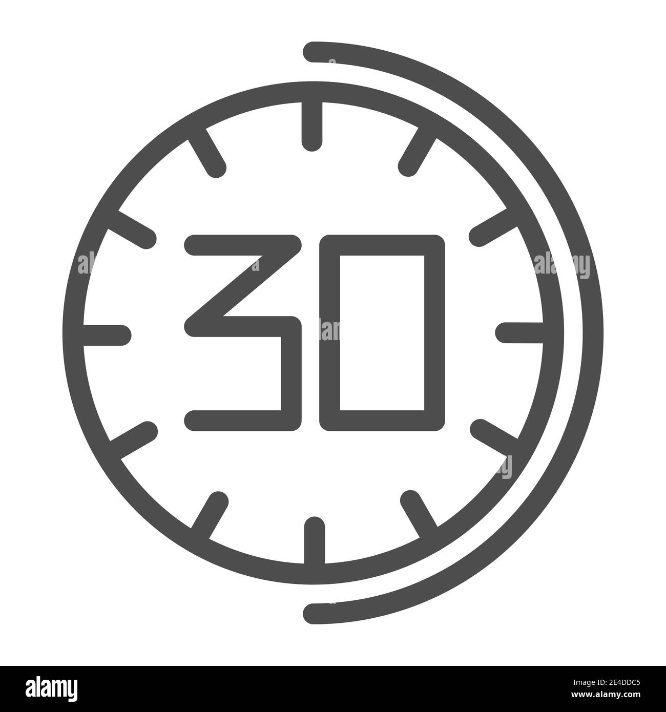 30 minutes watch line icon. Thirhty seconds time vector illustration ...