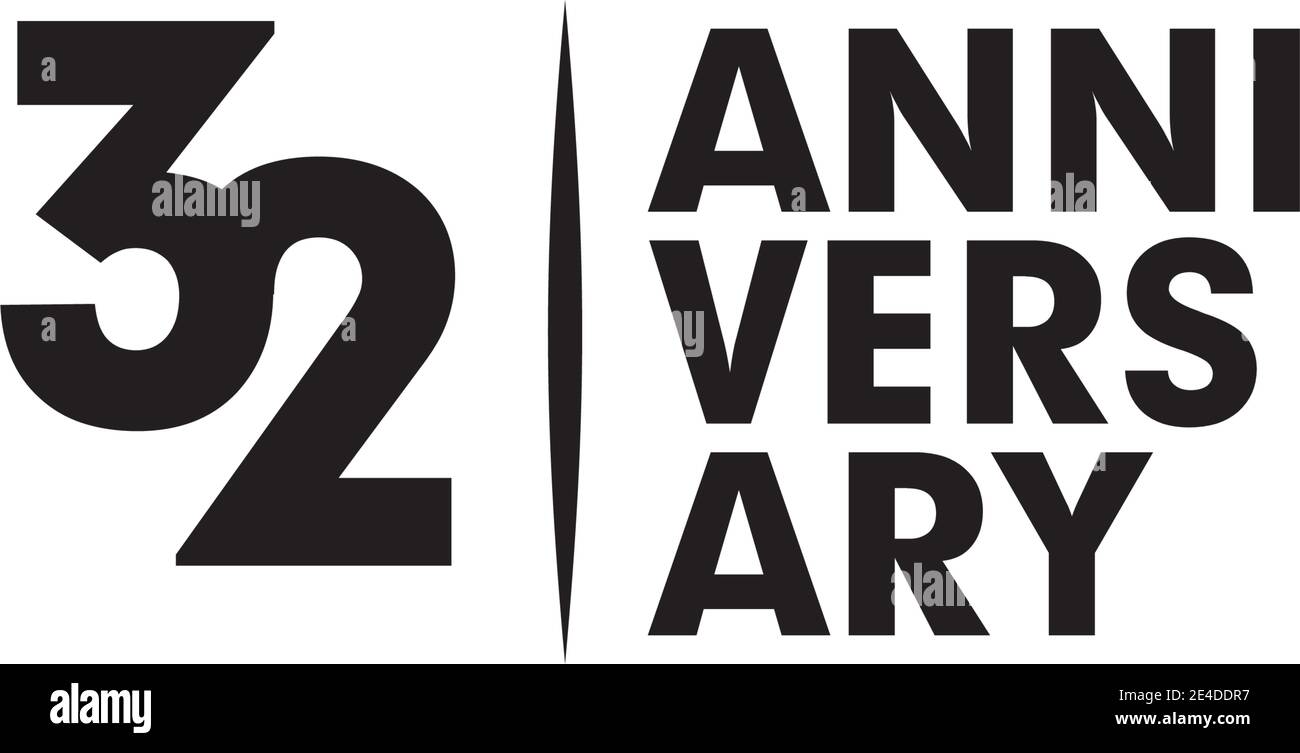 32nd year celebrating anniversary logo design template Stock Vector