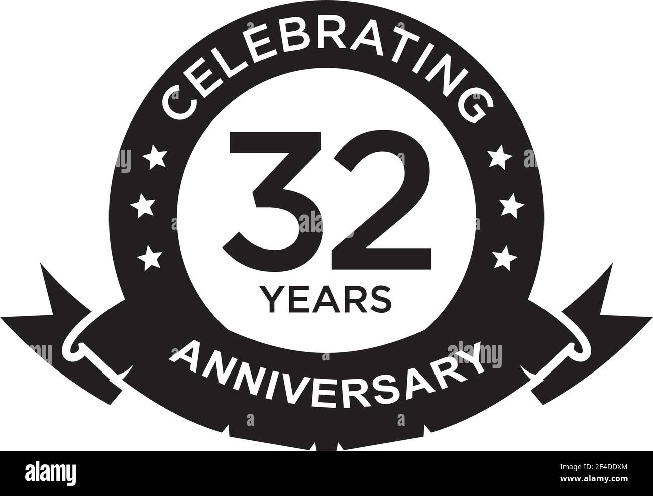 32nd year celebrating anniversary logo design template Stock Vector