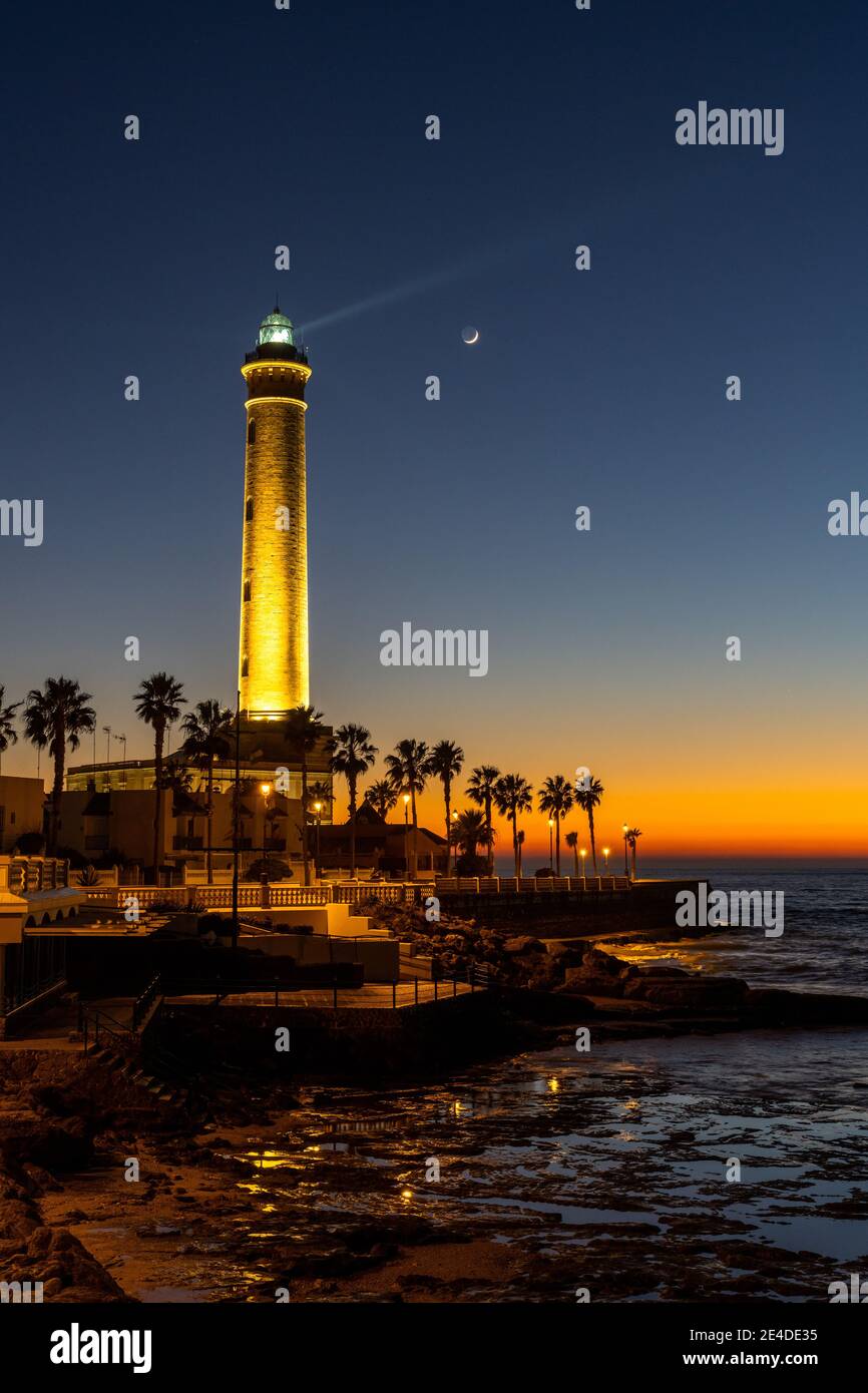 A view of the Chipiona lighthouse just after sunset Stock Photo