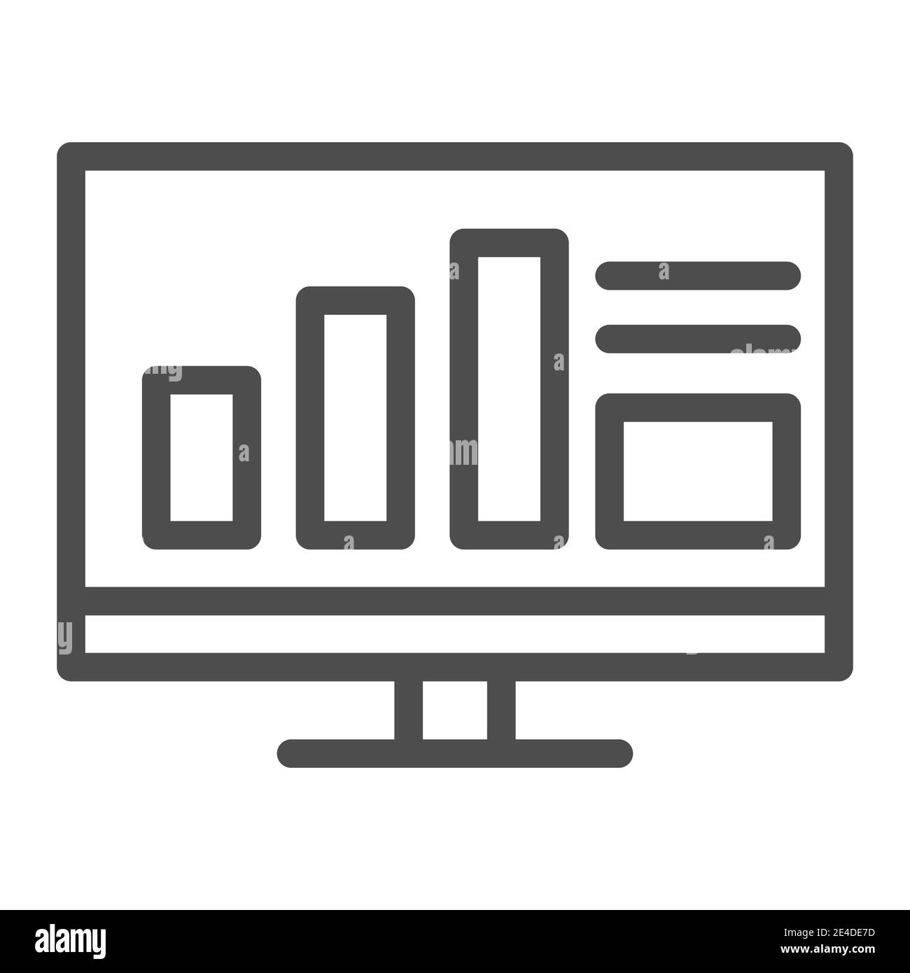 Monitor with graph line icon. Computer with chart vector illustration ...
