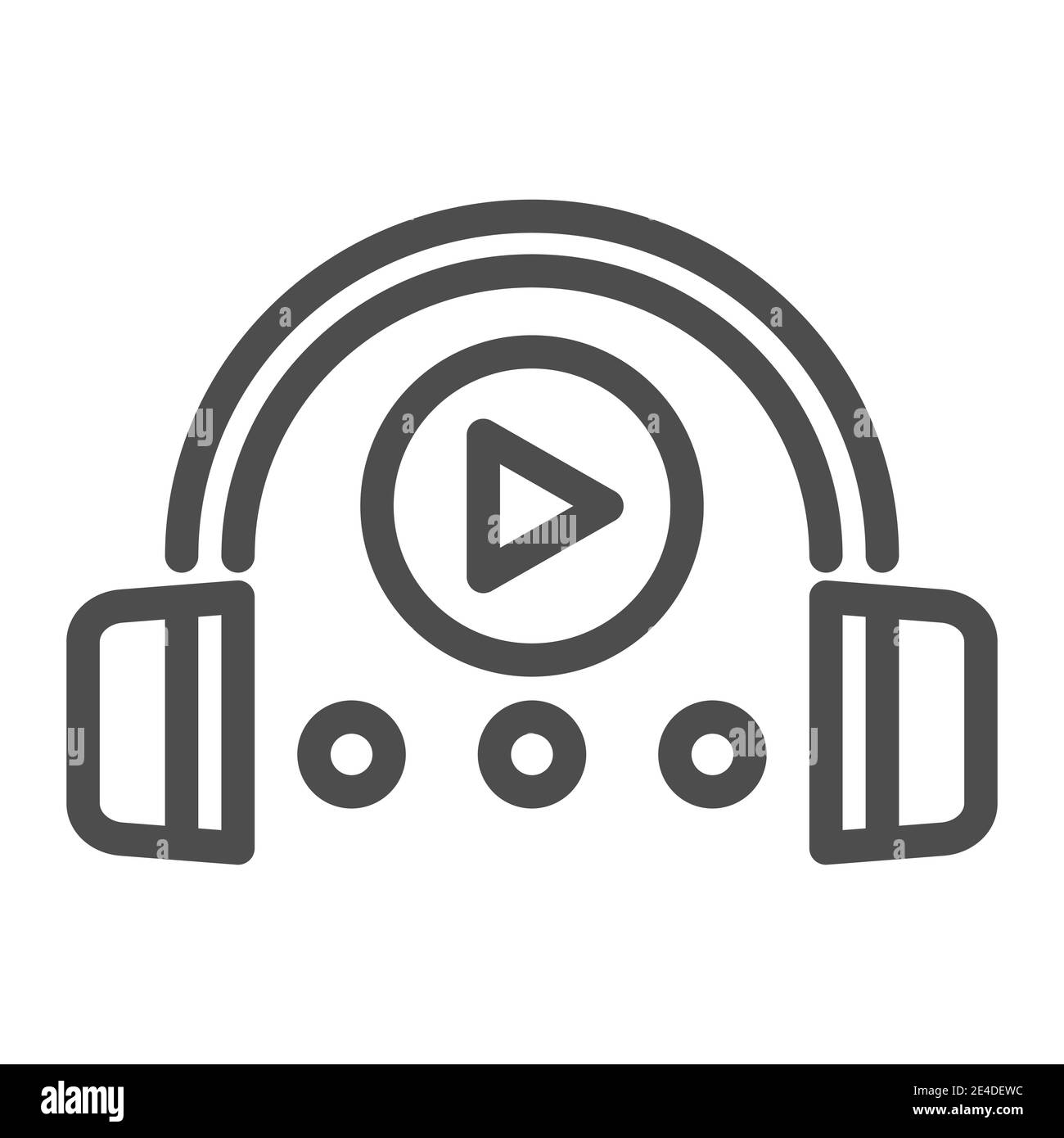 Audio course line icon. Headphones and play sign vector illustration ...