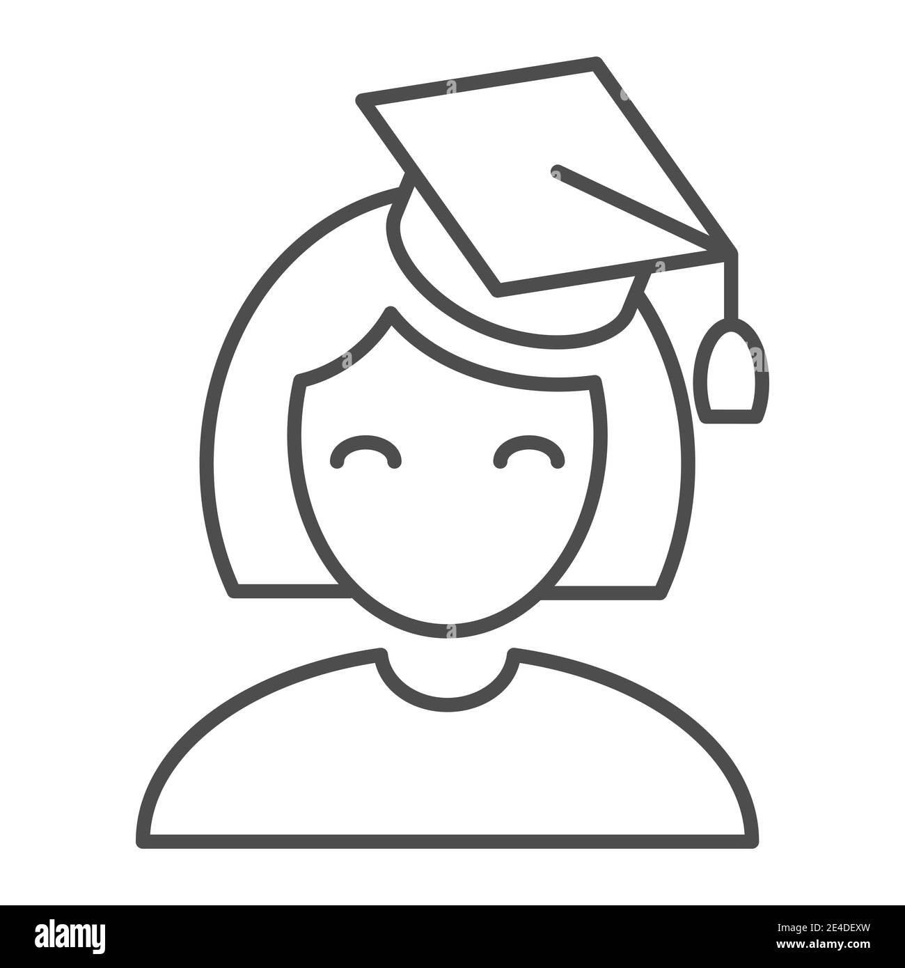 Graduate girl thin line icon. Student vector illustration isolated on ...