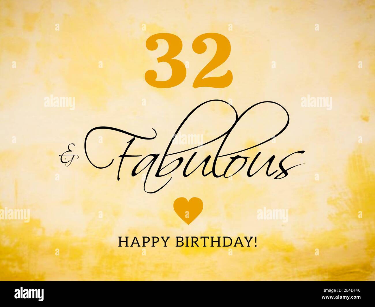 32nd birthday card wishes illustration Stock Photo
