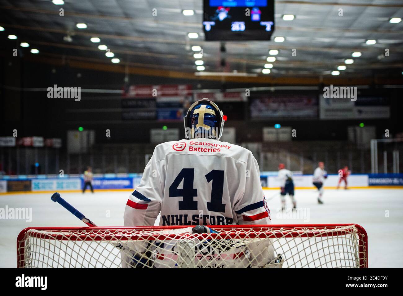 Rodovre, Denmark. 22nd, January 2021. Goaltender Cristopher Nihlstorp (41) of Rungsted Seier Capital in the hockey match between Rodovre Mighty Bulls and Rungsted Seier Capital at Rodovre Centrum Arena