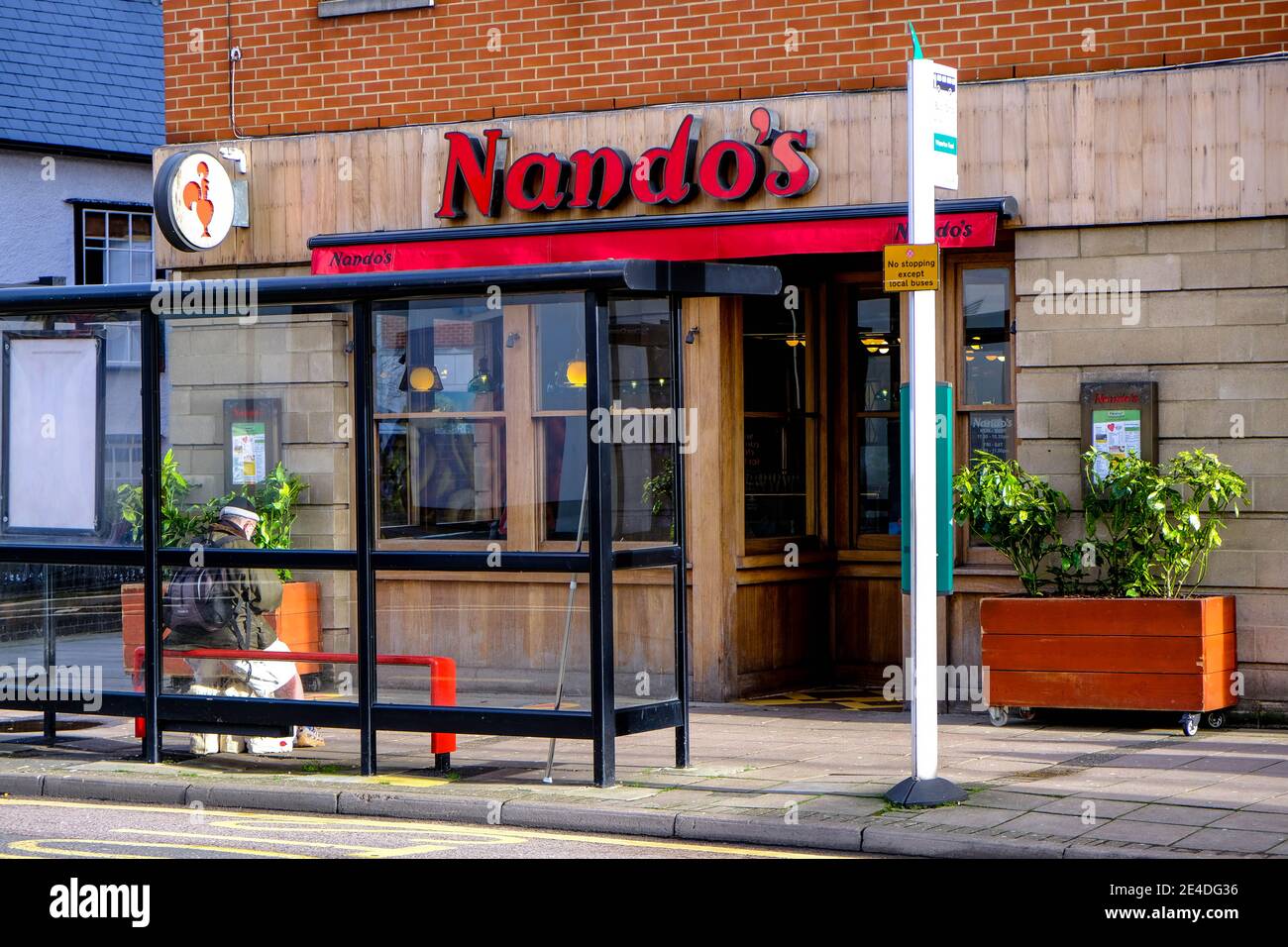 Epsom Surrey, London UK January 21 2021, Nando’s Restaurant CLosed During Coronavirus Covid-19 Pandemic Lockdown Stock Photo