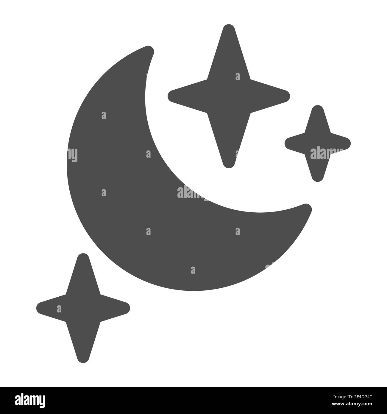 Moon and stars solid icon. Night vector illustration isolated on white. Sleep glyph style design, designed for web and app. Eps 10. Stock Vector