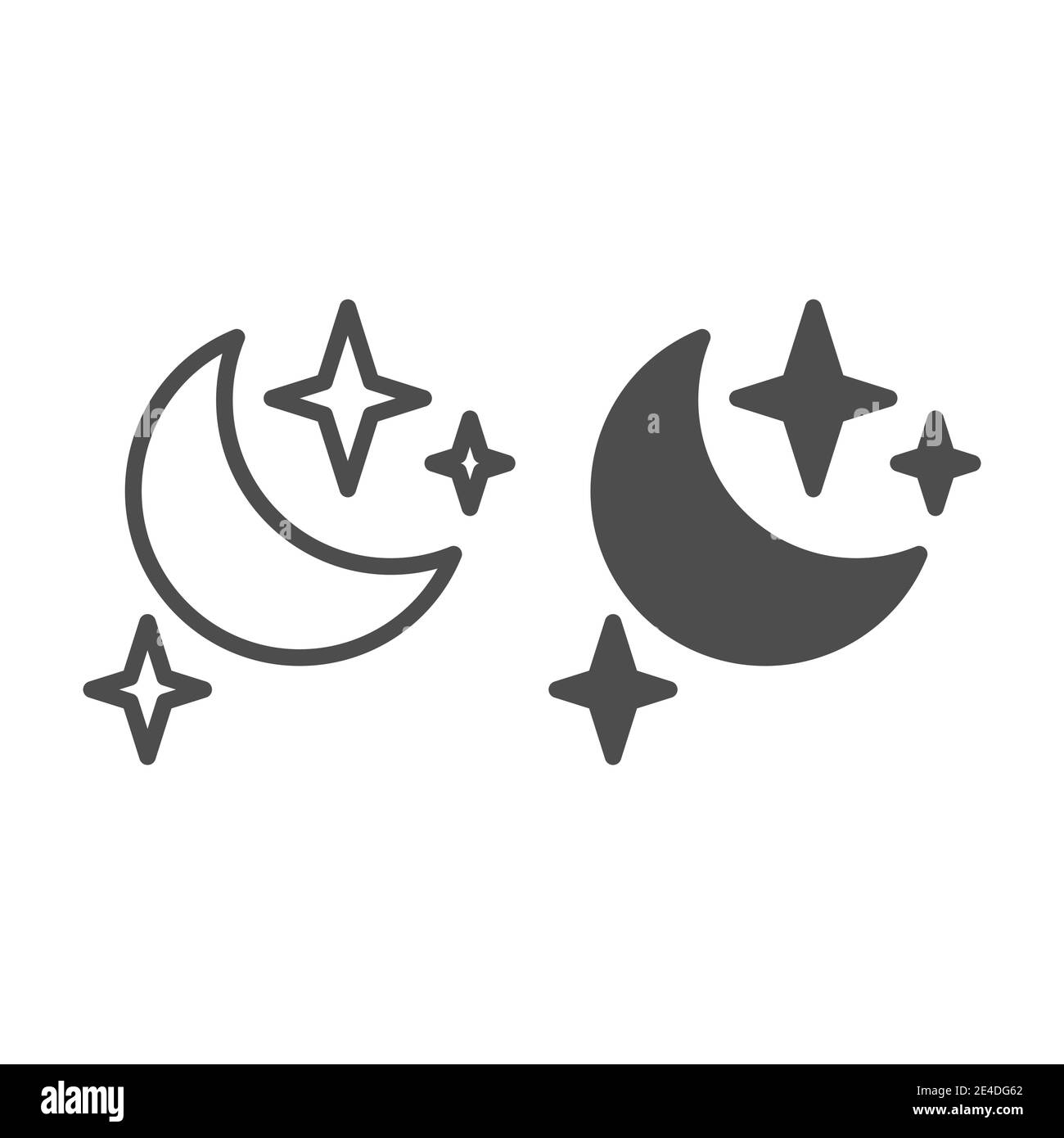 Moon and stars line and glyph icon. Night vector illustration isolated on white. Sleep outline style design, designed for web and app. Eps 10. Stock Vector