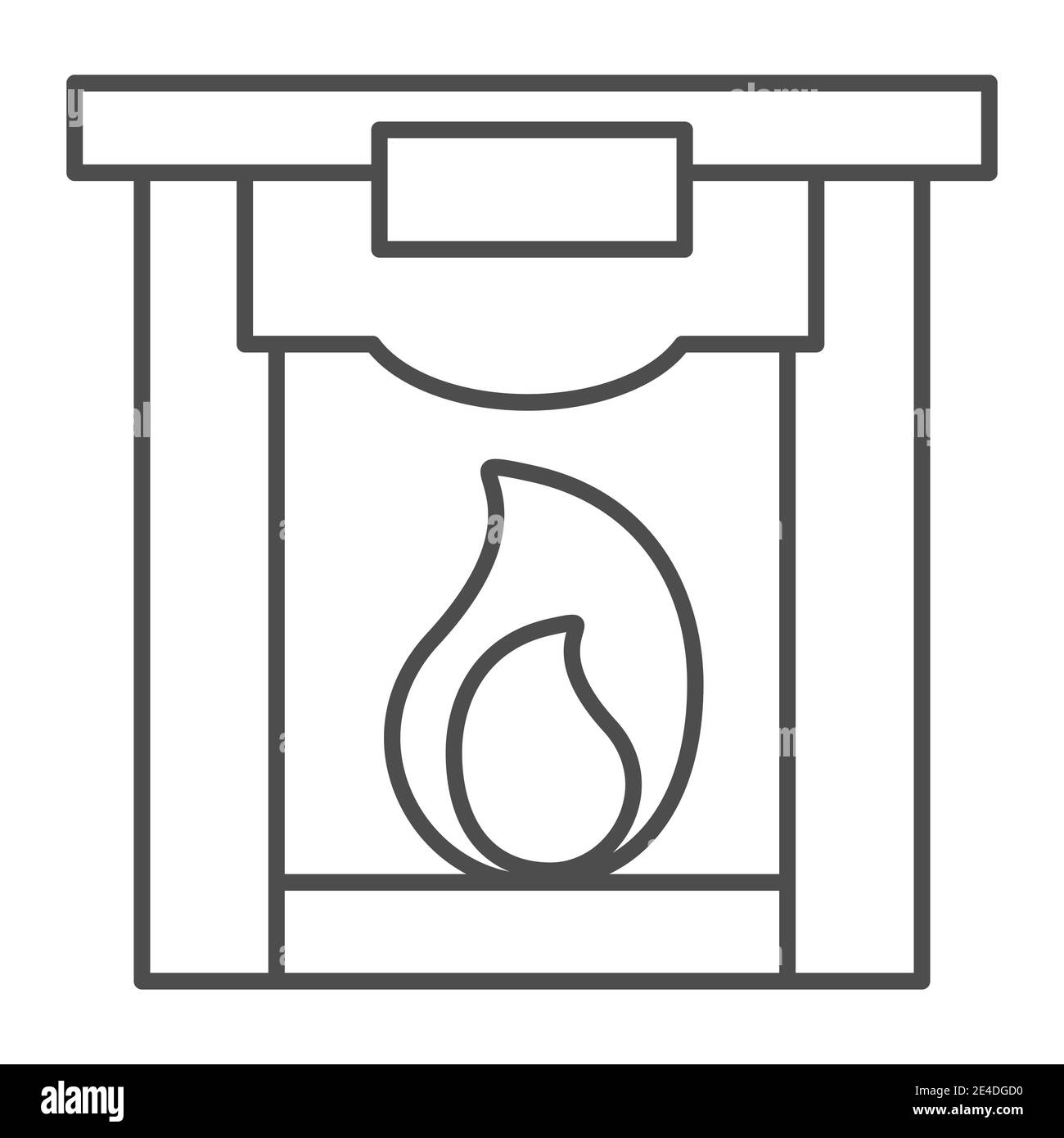 Fireplace thin line icon. Christmas interior vector illustration isolated on white. Xmas fire outline style design, designed for web and app. Eps 10. Stock Vector