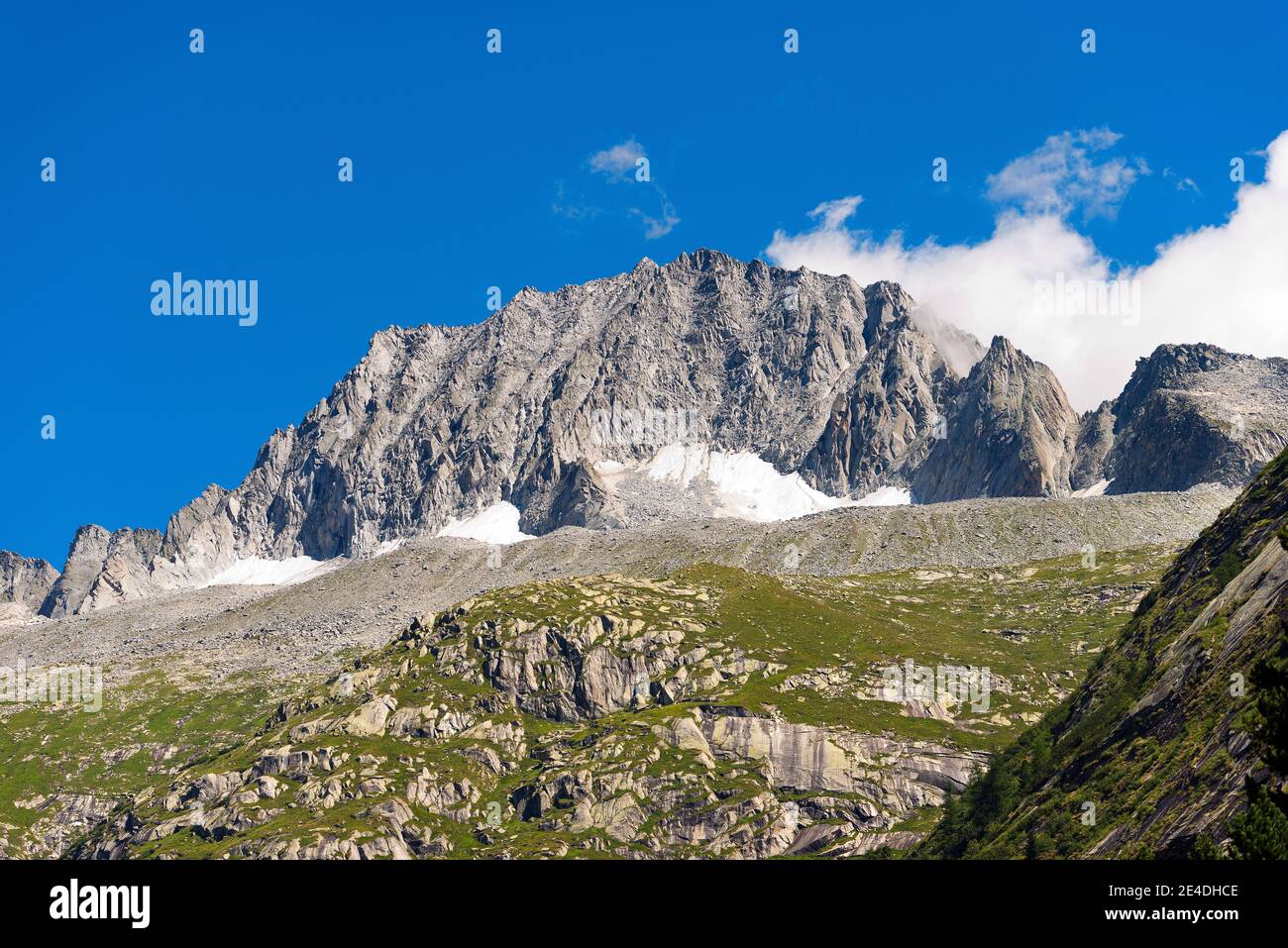 Peak of Care Alto (3462 m) in the National Park of Adamello Brenta seen from the Val di Fumo. Trentino Alto Adige, Italy Stock Photo