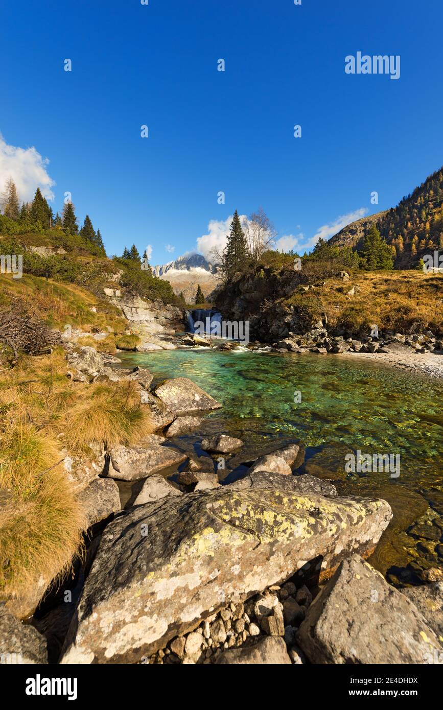 Peak of Care Alto (3462 m) in the National Park of Adamello Brenta seen from the Val di Fumo. Trentino Alto Adige, Italy Stock Photo