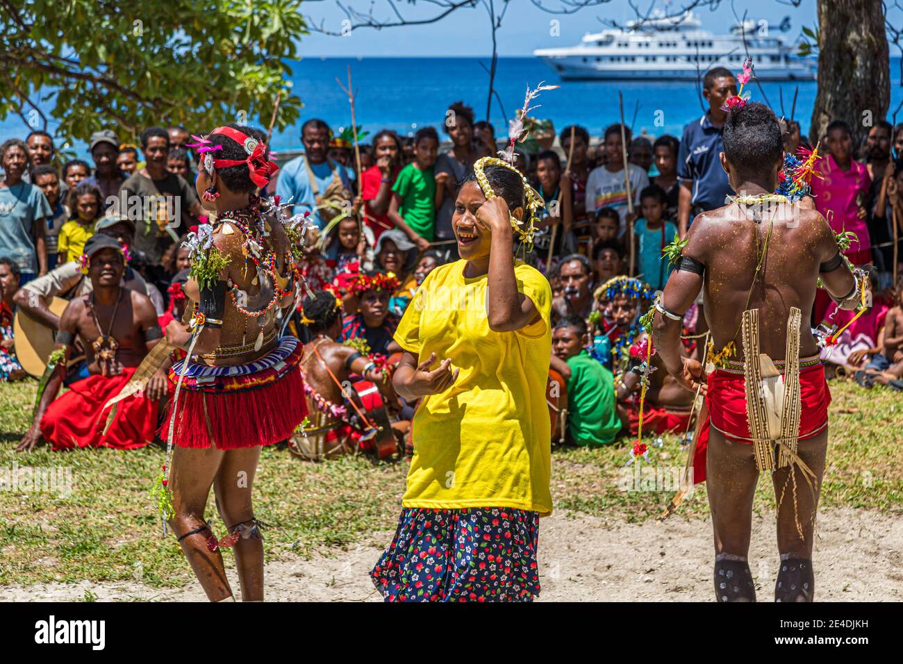 Traditional Milamala Dance of Trobriand Islands during the Festival of free Love, Kwebwaga, Papua New Guinea Stock Photo