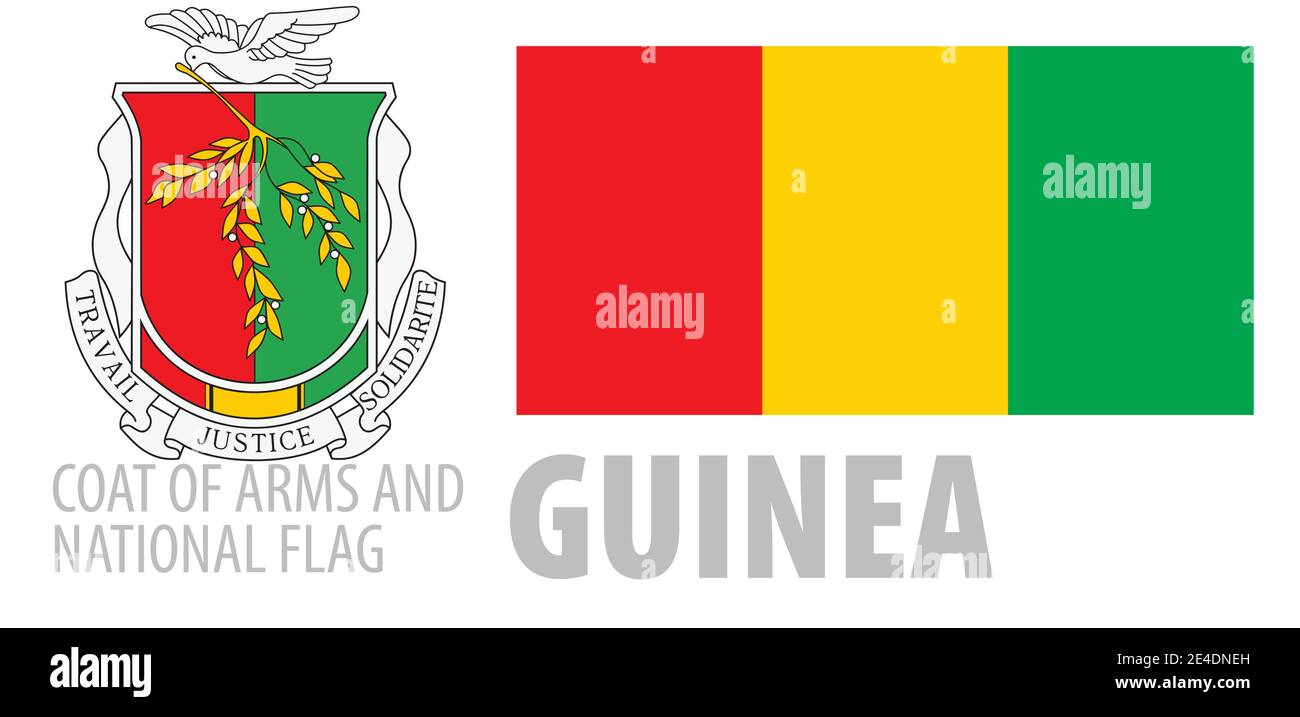 Vector set of the coat of arms and national flag of Guinea Stock Vector ...