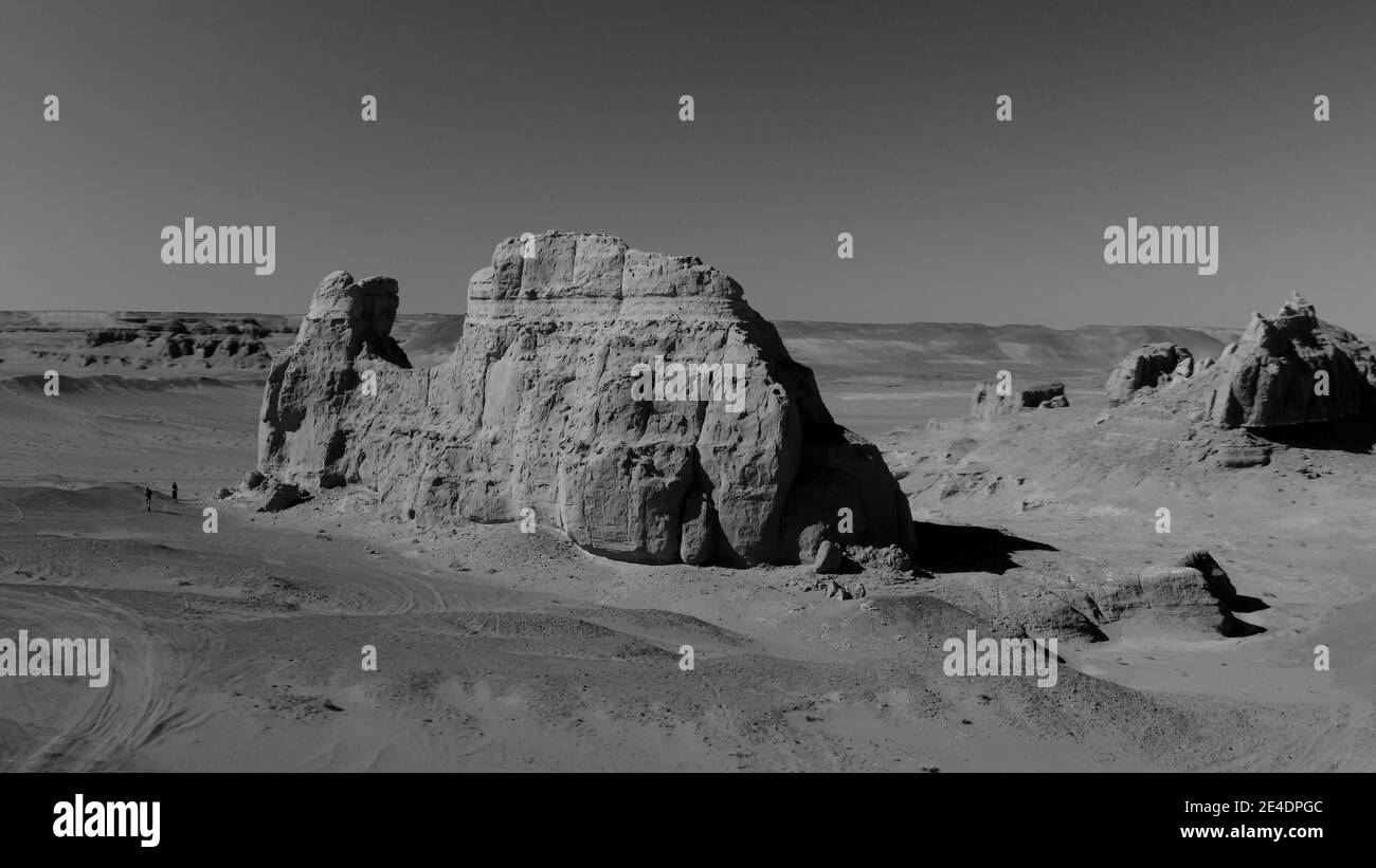 Martian landscape, Flaming Cliffs aerial view in the Gobi Desert ...