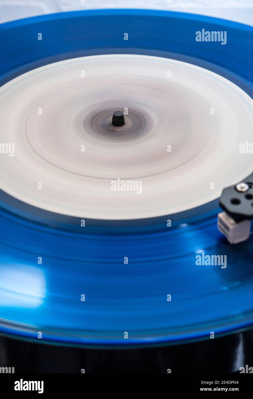 Detail of a spinning vinyl record Stock Photo