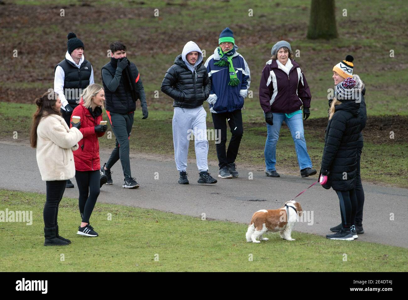 People enjoy a walk at Bradgate Park in Leicestershire during England's third national lockdown to curb the spread of coronavirus. Picture date: Saturday January 23, 2021. Stock Photo