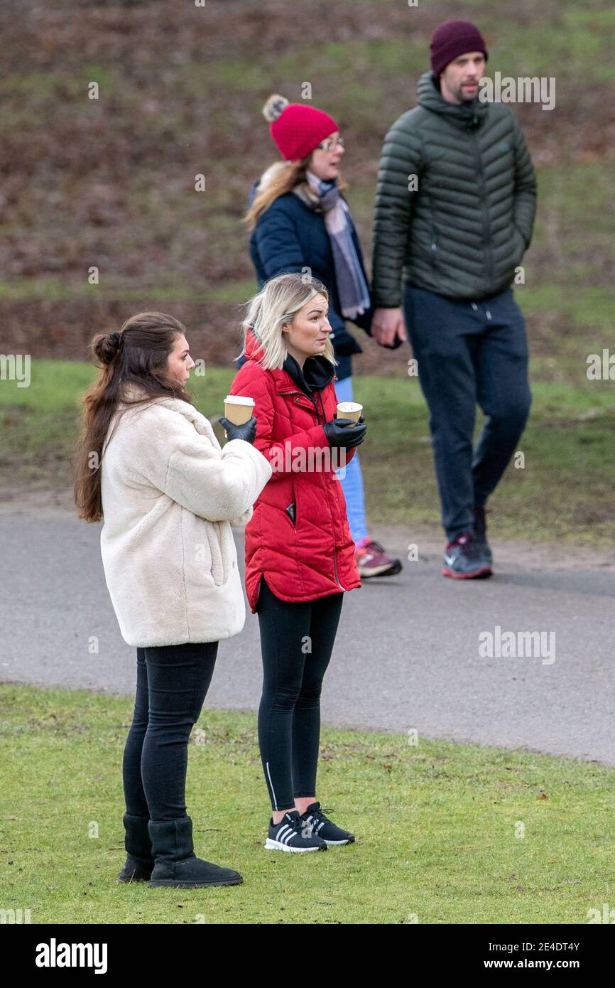 People enjoy a walk at Bradgate Park in Leicestershire during England's third national lockdown to curb the spread of coronavirus. Picture date: Saturday January 23, 2021. Stock Photo