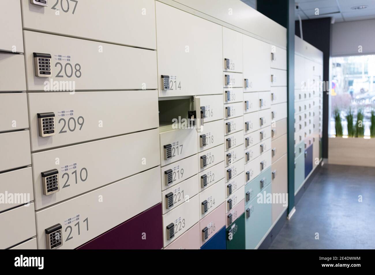 Espoo, Finland, January 9, 2021. Post office in finland, contactless parcel pick-up office. High quality photo Stock Photo