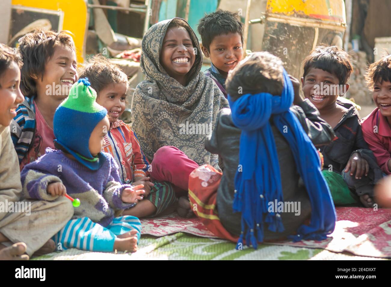 Rajasthan India 07 02 2018 Group Of Children Enjoying And Laughing