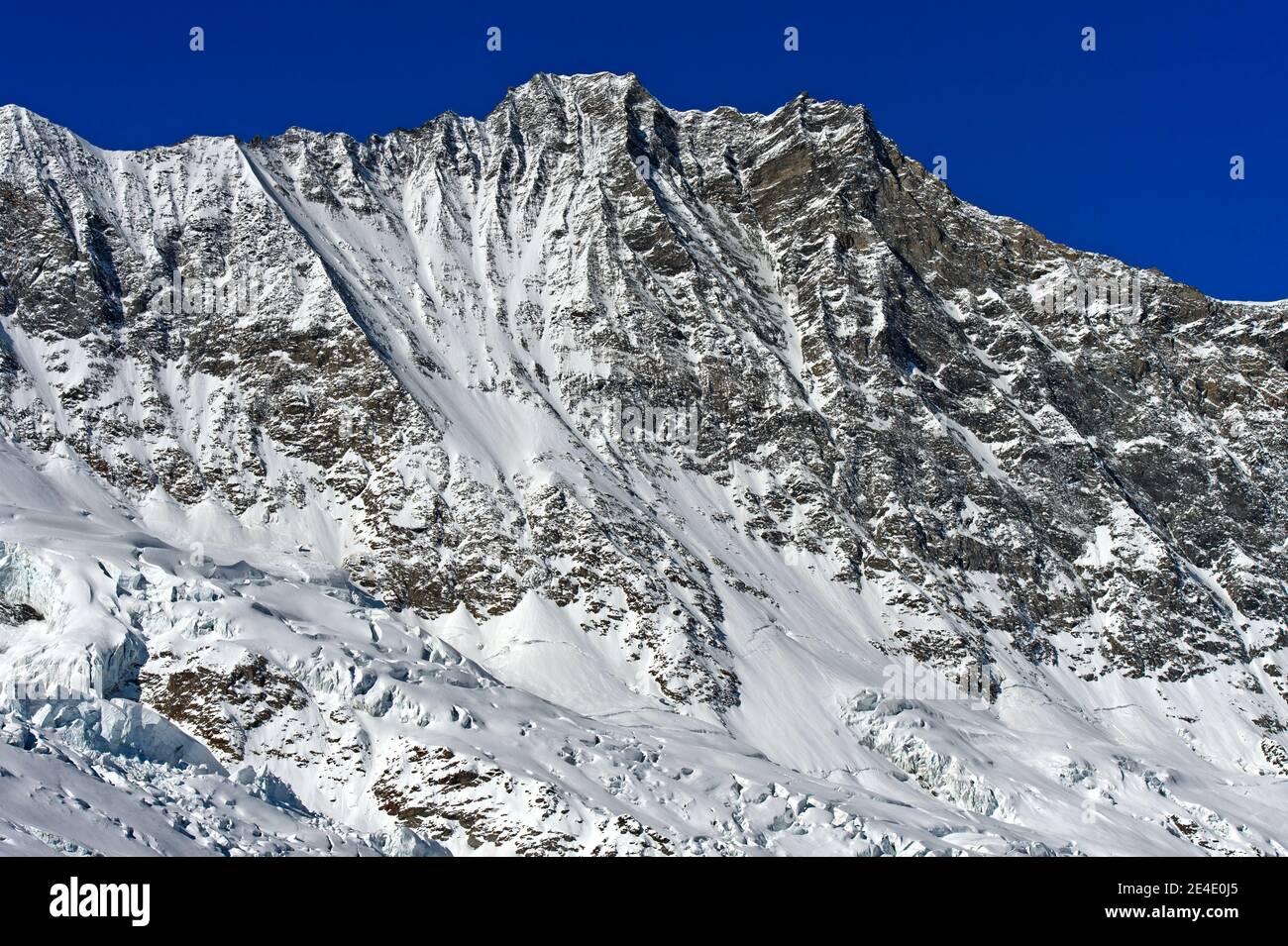 Snow-covered peak Dom, Mischabel massif, Saas-Fee, Valais, Switzerland Stock Photo