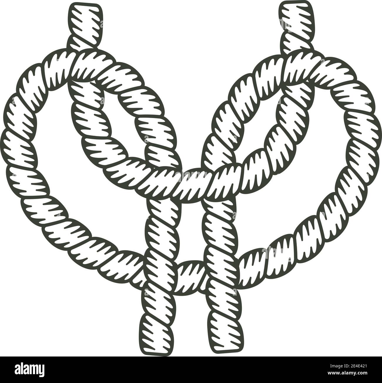 Knot made with a rope with the interior without coloring. Stock Vector
