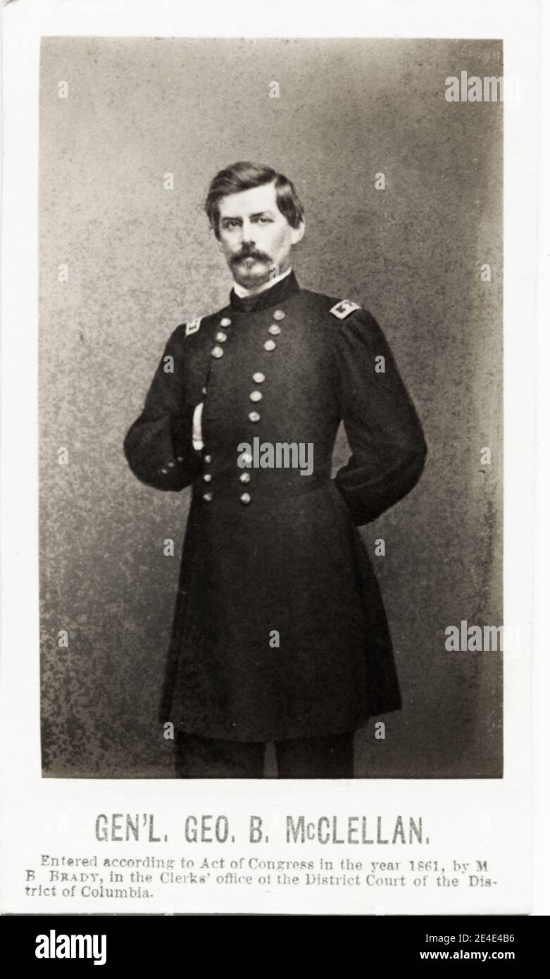 Vintage 19th century photograph: George Brinton McClellan was an American soldier, civil engineer, railroad executive, and politician who served as the 24th Governor of New Jersey. Stock Photo