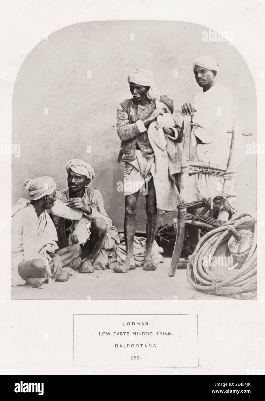 Vintage 19th century photograph: The People of India: A Series of Photographic Illustrations, with Descriptive Letterpress, of the Races and Tribes of Hindustan - published in the 1860s under order of the Viceroy, Lord Canning - Lodhas, low caste Hindoo tribe, Hindu, Rajpootana. Stock Photo