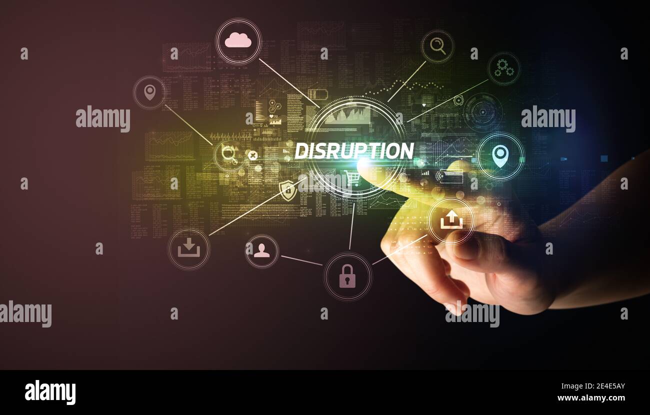Hand touching DISRUPTION inscription, Cybersecurity concept Stock Photo ...