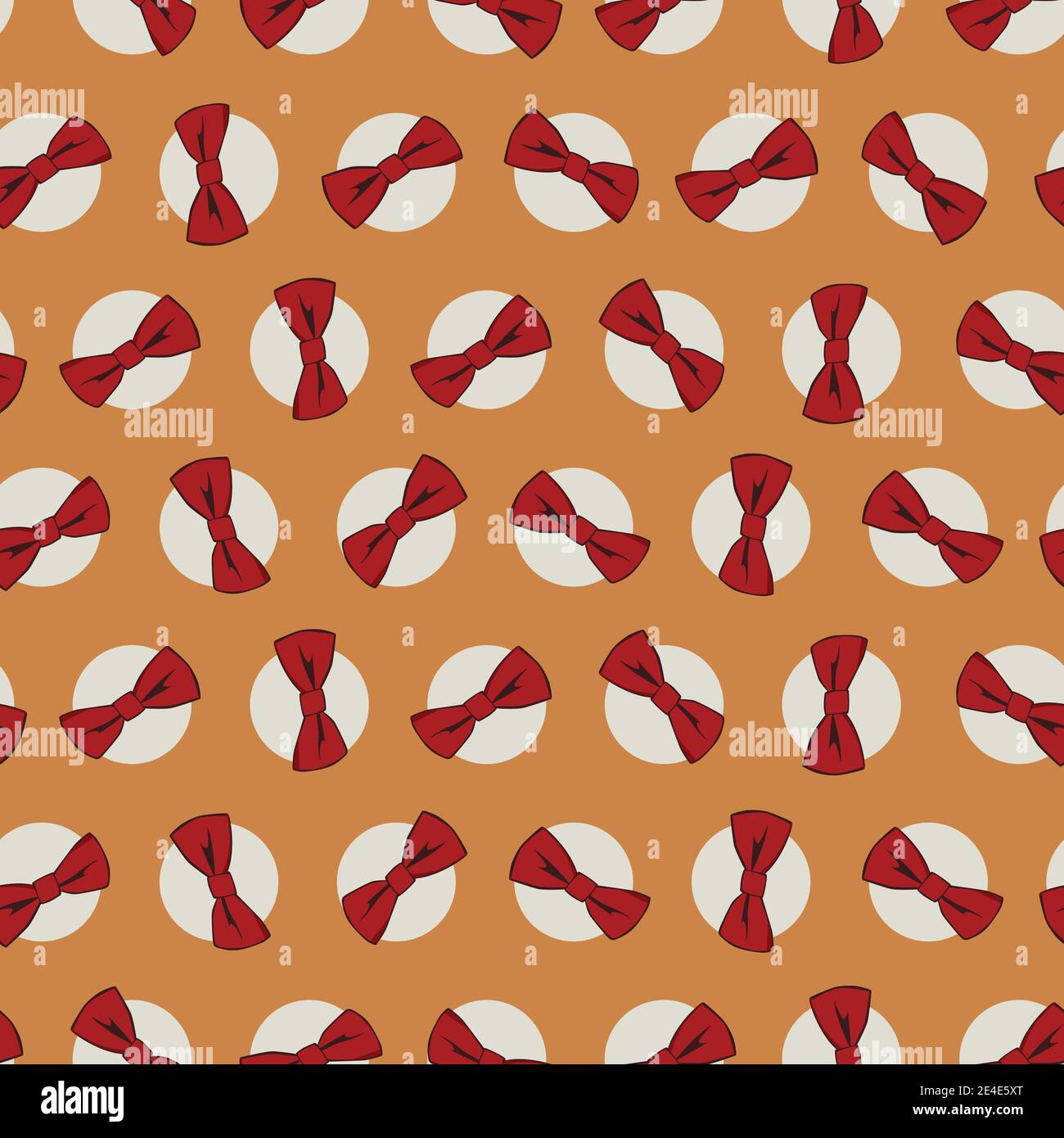 Vector orange bow ties polka dot seamless repeat pattern. Suitable for gift wrap, textile and wallpaper. Stock Vector