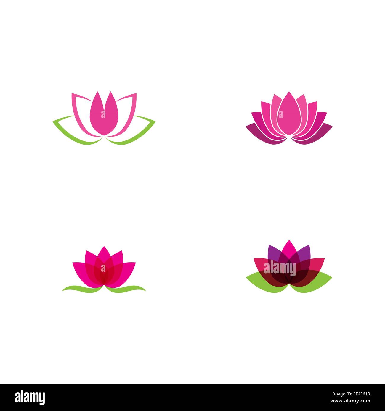 Set Beauty Vector lotus flowers design logo Template icon Stock Vector ...
