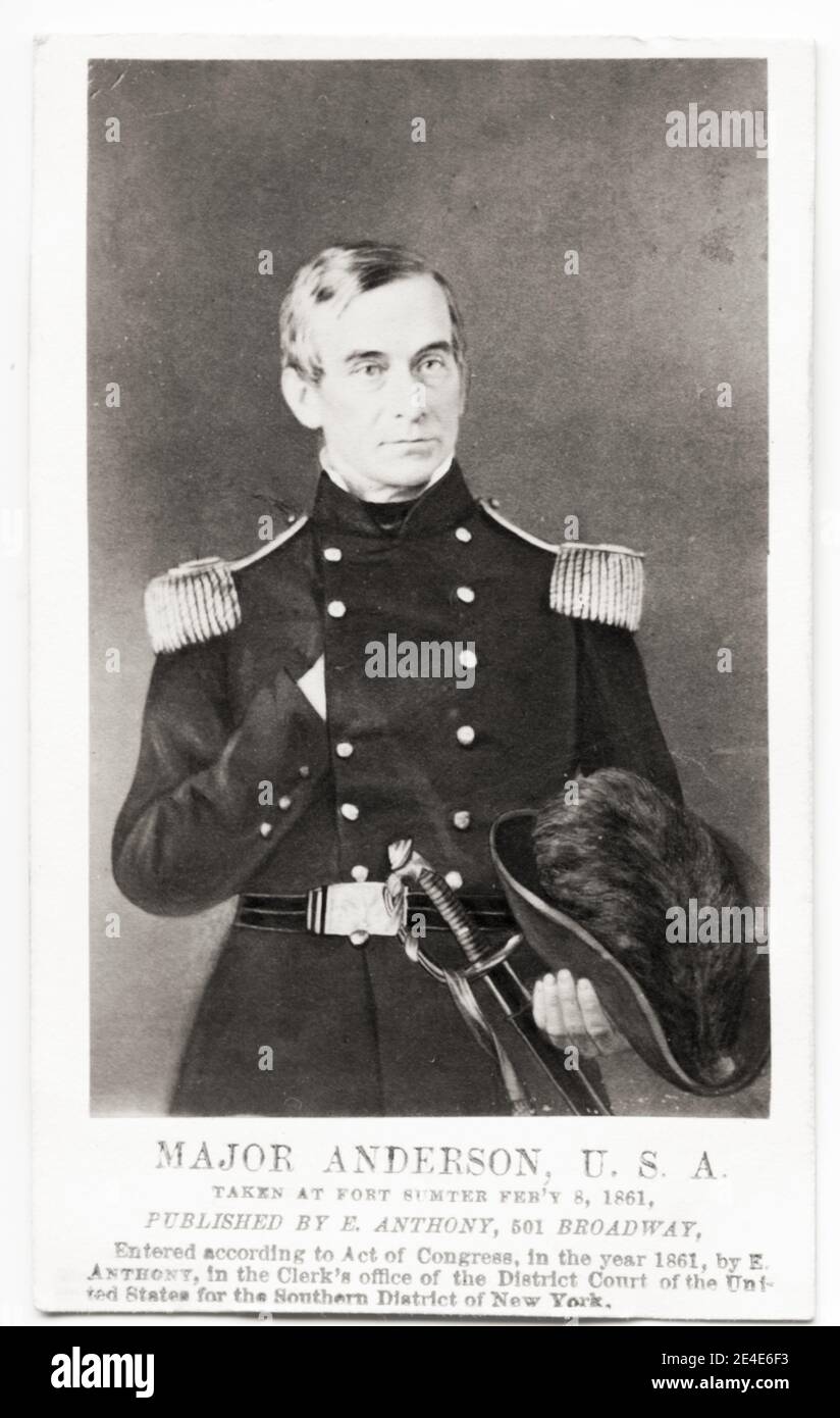 Vintage 19th century photograph: Robert Anderson (June 14, 1805 – October 26, 1871) was a United States Army officer during the American Civil War. Stock Photo