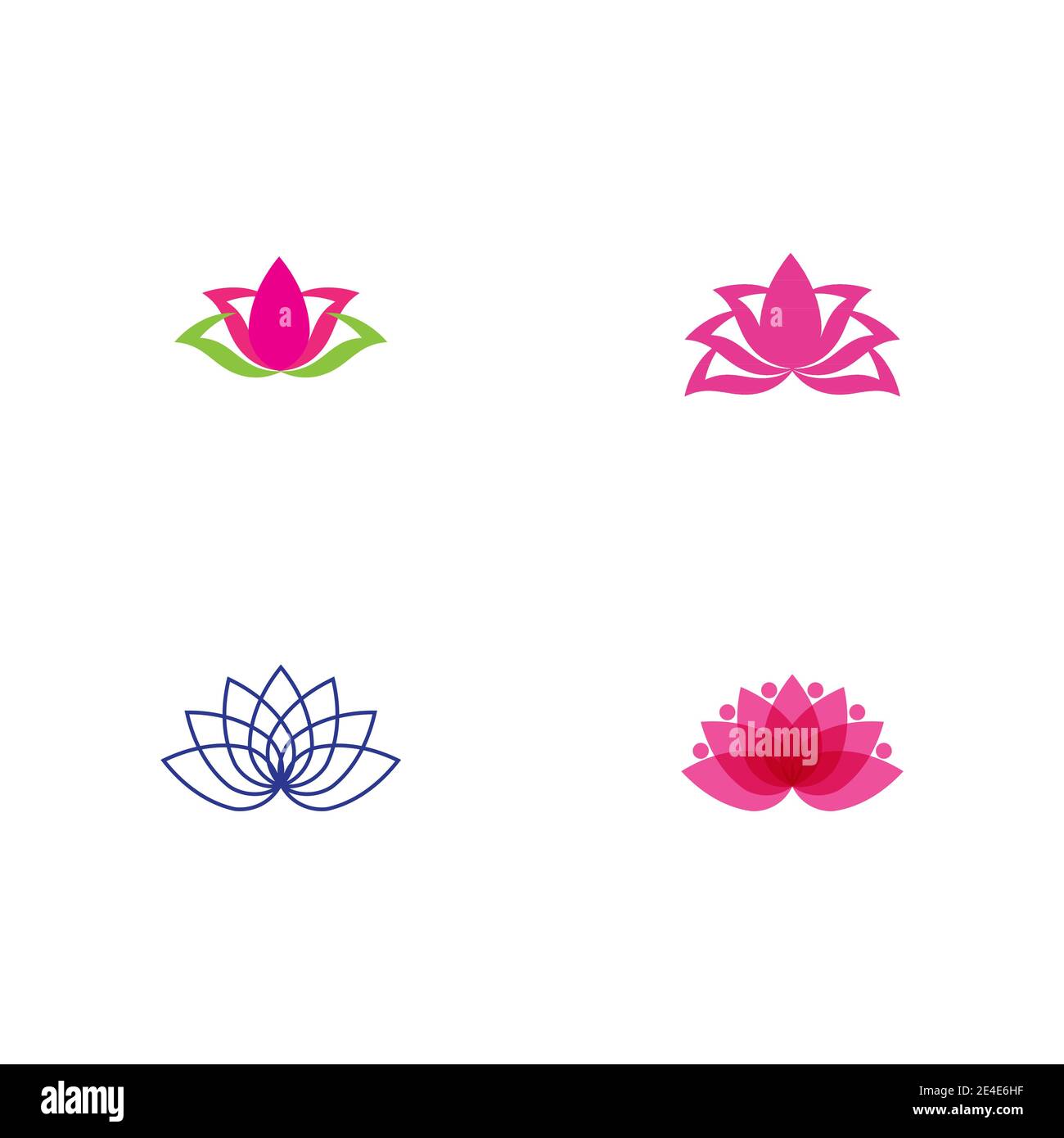 Set Beauty Vector lotus flowers design logo Template icon Stock Vector ...