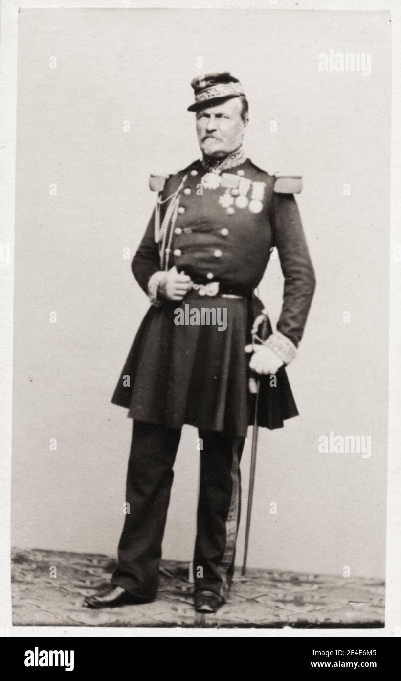 Vintage 19th century photograph: Emmanuel Felix de Wimpffen (Freiherr von Wimpffen) (13 September 1811, in Laon – 26 February 1884) was a French soldier and general of Austrian descent. Stock Photo