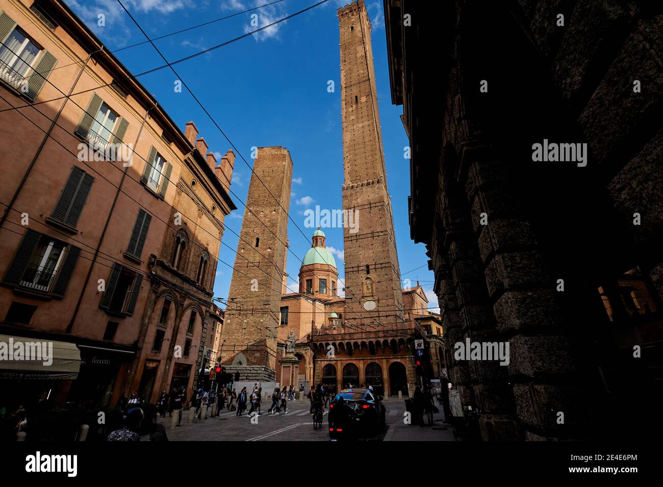 BOLOGNA, ITALY SEPTEMBER 30, 2019 view of Torre Garisenda and Torre