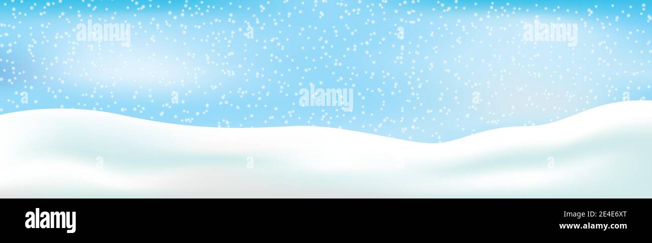 Snowdrifts on a background of blue sky with falling snow - illustration ...